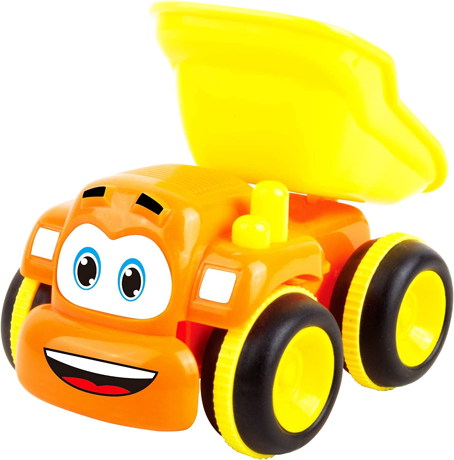 Toys for 2-Year-Olds – 3 Friction Powered Trucks, Push & Go Cartoon Construction Vehicles – Pull Back Car Playset & Toy Trucks for Toddlers