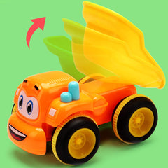 Toys for 2-Year-Olds – 3 Friction Powered Trucks, Push & Go Cartoon Construction Vehicles – Pull Back Car Playset & Toy Trucks for Toddlers
