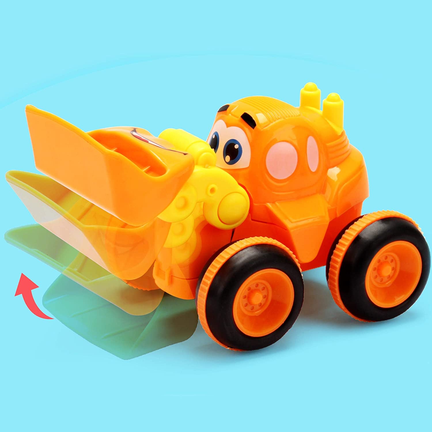 Toys for 2-Year-Olds – 3 Friction Powered Trucks, Push & Go Cartoon Construction Vehicles – Pull Back Car Playset & Toy Trucks for Toddlers