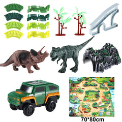 Dinosaur Toys Race Car Track Set, 240Pcs Flexible Track Playset with Play Mat for Kids Toddler Boys Girls Gift Ages 3 4 5 6 7 8 Year Olds