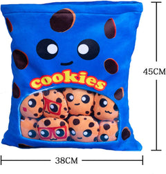 Plushies Doll a Bag of Cookie Toy Stuffed Soft Snack Pillow Plush Yummy Food Toy for Birthday Gift, Stuffed Toy Game Pillow Cushion Gift for Kids (Blue)