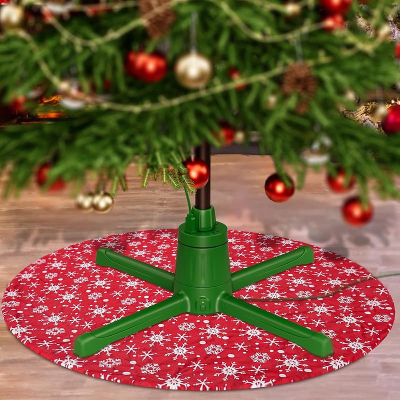 360-Dgree Rotating Christmas Tree Stand for up to 9Ft & 120Lb Artificial Trees, 4 Built-In Power Outlets Base with Remote Control, Sturdy Revolving Holder for 7.5Ft Xmas Tree