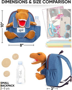 Dinosaur Backpack for Kids 3-5, Toddler Backpack for Boys with Detachable Dinosaur Toy with Pockets and Reflective Logo Patch